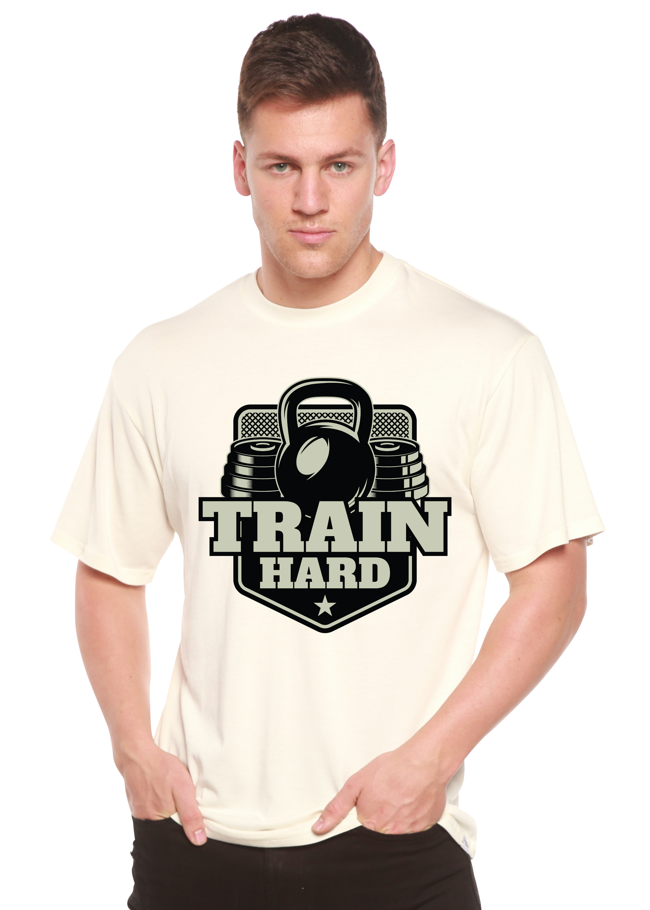 Train Hard Men's Bamboo Viscose/Organic Cotton Short Sleeve Graphic T-Shirt - The7Letter