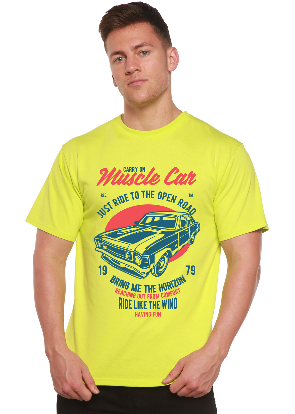 Muscle Car Spun Bamboo® Men's Bamboo Viscose/Organic Cotton Short Sleeve Graphic T-Shirt - The7Letter