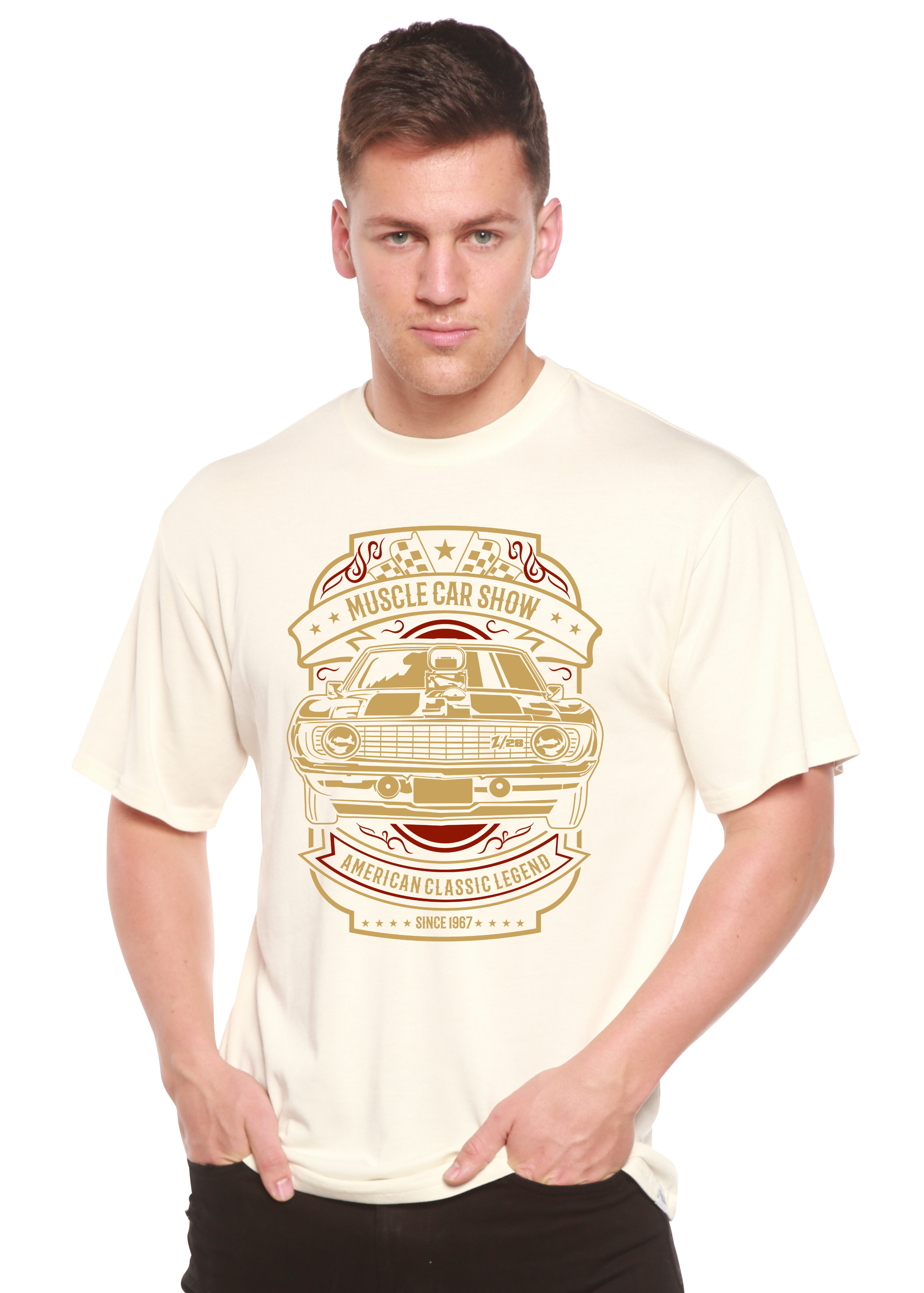 Muscle Car Show Spun Bamboo® Men's Bamboo Viscose/Organic Cotton Short Sleeve Graphic T-Shirt - The7Letter