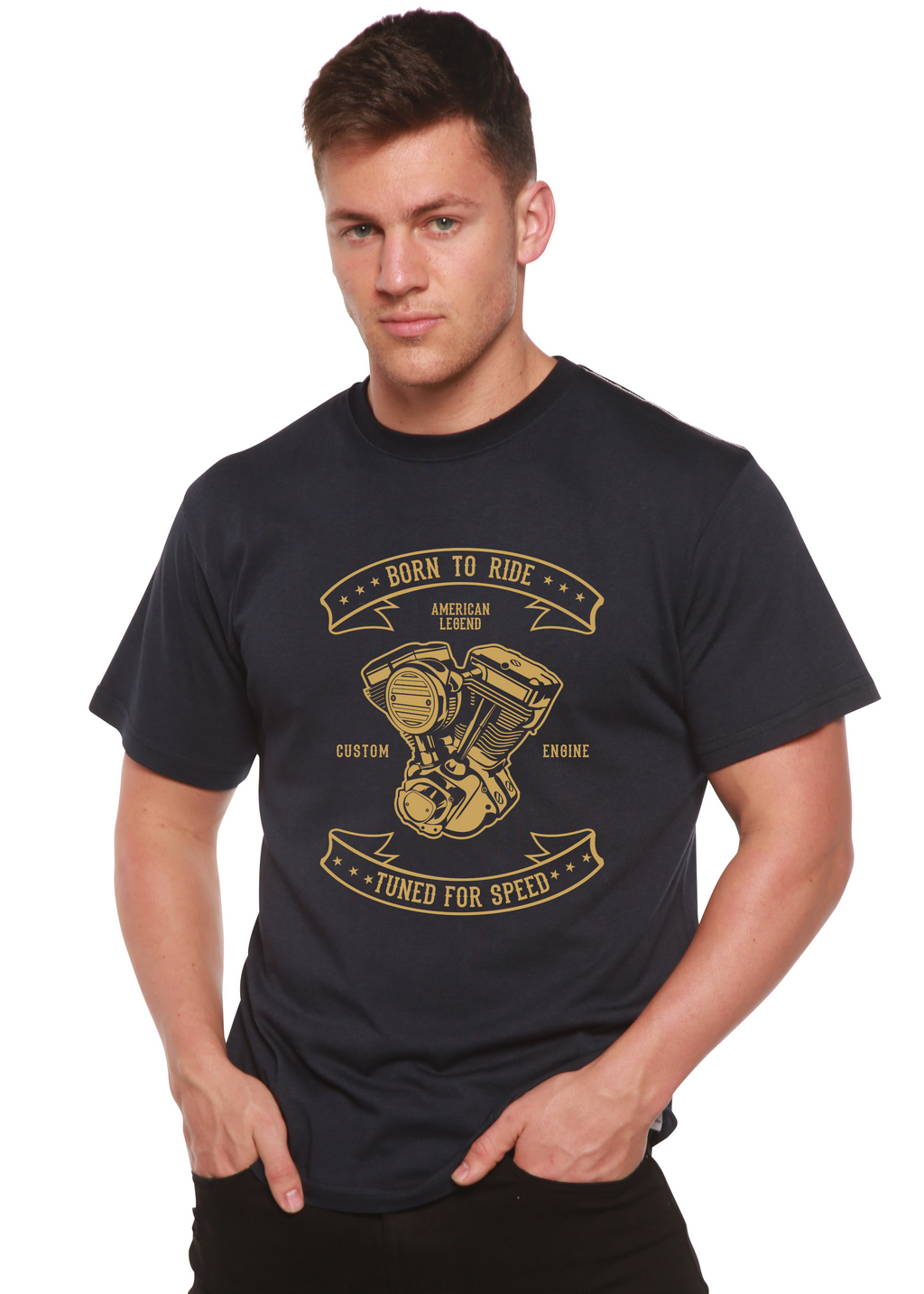 Born To Ride Men's Bamboo Viscose/Organic Cotton Short Sleeve Graphic T-Shirt - The7Letter