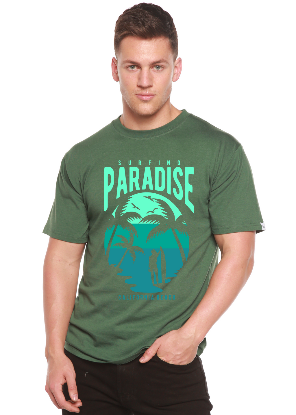 Surfing Paradise California Spun Bamboo® Men's Bamboo Viscose/Organic Cotton Short Sleeve Graphic T-Shirt - The7Letter