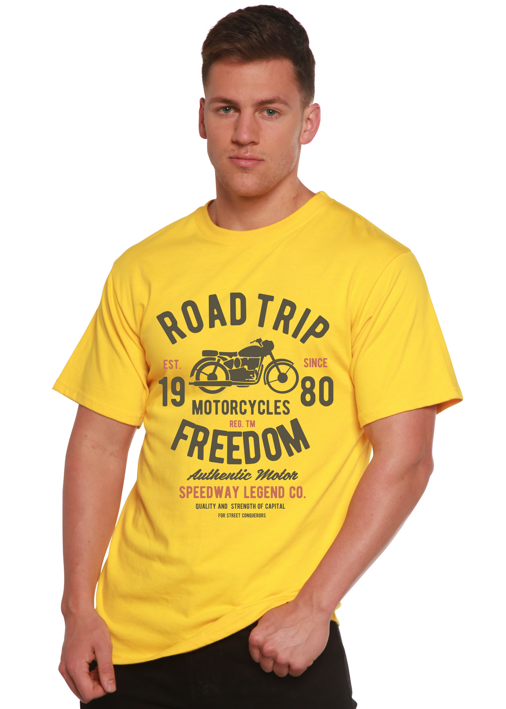 Road Trip Spun Bamboo® Men's Bamboo Viscose/Organic Cotton Short Sleeve Graphic T-Shirt - The7Letter