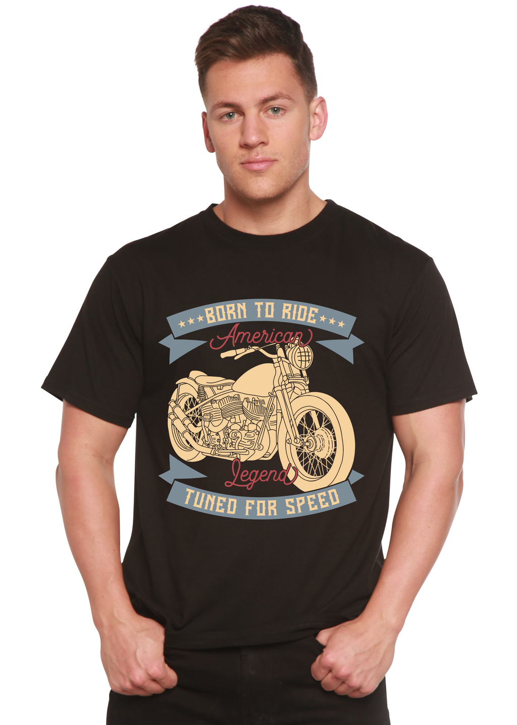 Born To Ride American Legend Men's Bamboo Viscose/Organic Cotton Short Sleeve Graphic T-Shirt - The7Letter