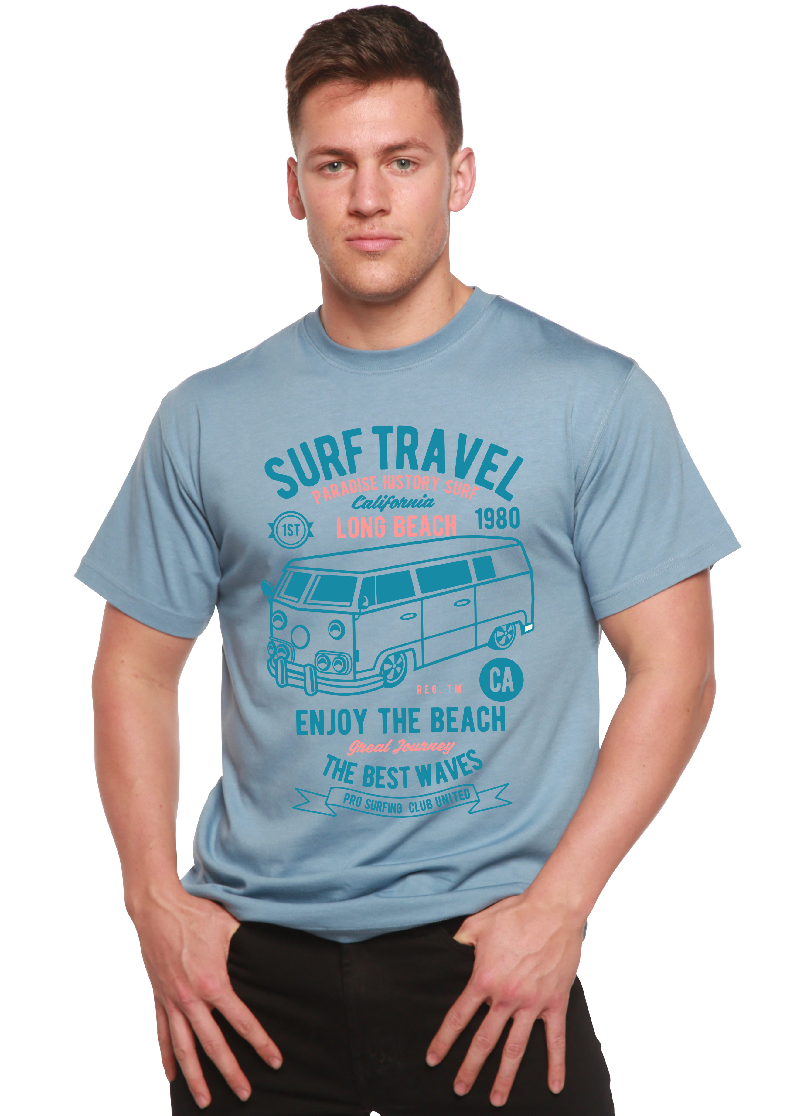 Surf Travel Spun Bamboo® Men's Bamboo Viscose/Organic Cotton Short Sleeve Graphic T-Shirt - The7Letter