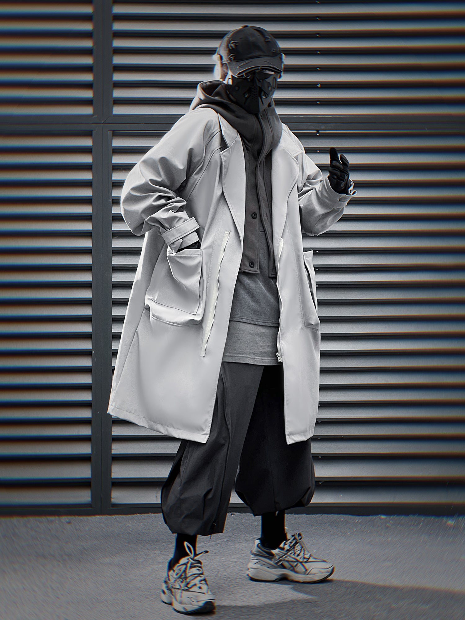 HiJ36 Grey Urban Trench Coat