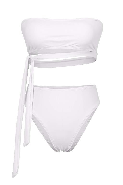 Bandeau Bikini High Waist Set Badeanzug Damen Bandage Bademode Damen Sport Badeanzug Schulterfrei Zweiteiliges Set Biquini