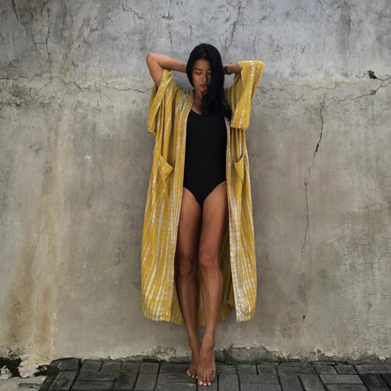 Cardigan Femme en Dentelle Imprimée, Manches Longues, Protection Solaire, pour la Plage, les Vacances, à Porter Par-dessus un Bikini