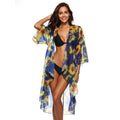 Cardigan imprimé tournesol, manches 3/4, asymétrique irrégulier, sexy, ample, protection solaire, robe manteau