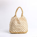 Gold Silber Farbe Aushöhlen Ausgeschnitten Tragbare Stroh Gewebte Tasche Hand Tragetasche Gewebte Tasche Urlaub Strandtasche Damen Tasche
