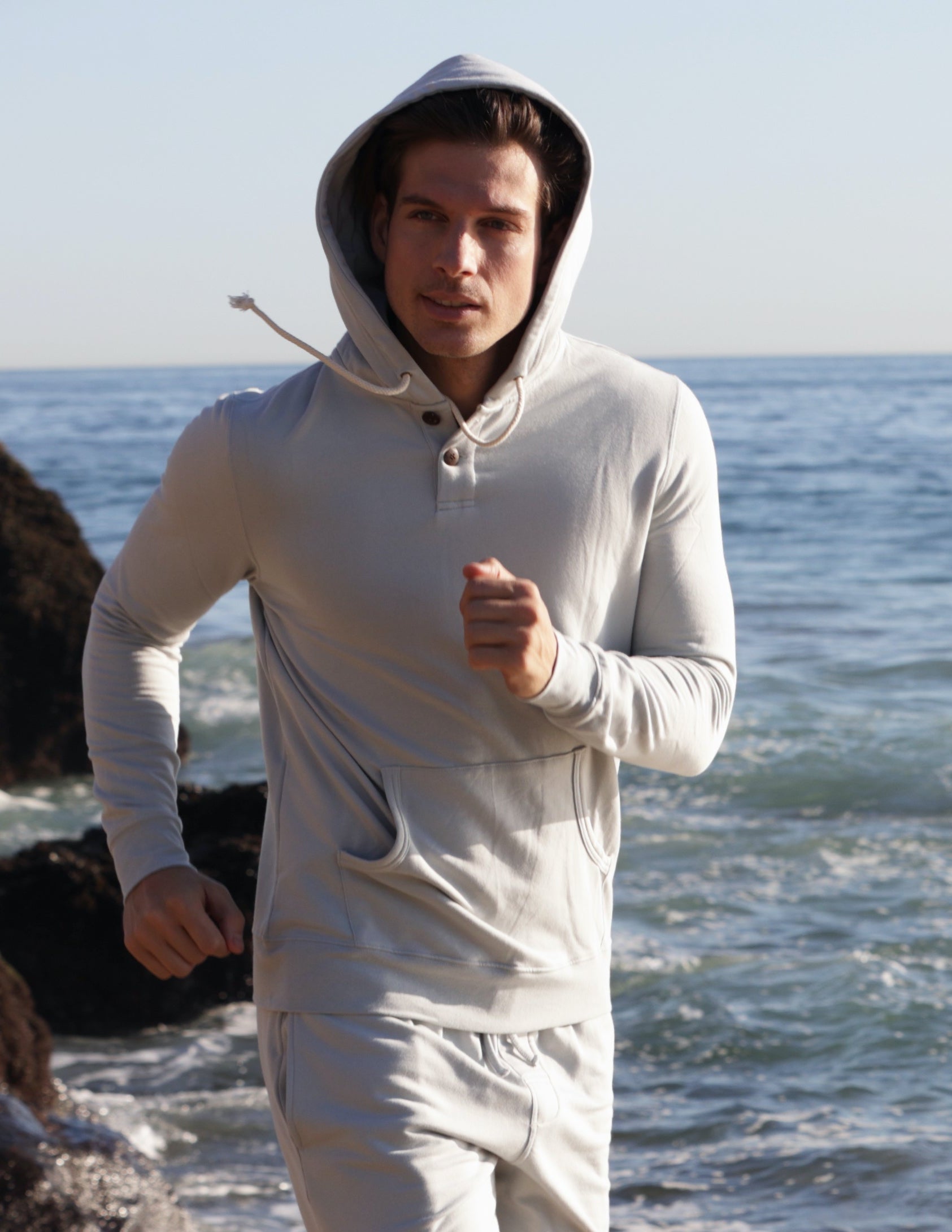 Men's Henley Style Bamboo Viscose Fleece Hoodie - The7Letter
