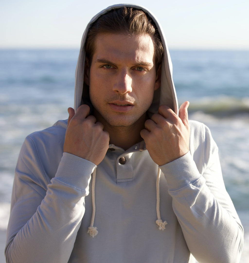 Men's Henley Style Bamboo Viscose Fleece Hoodie - The7Letter