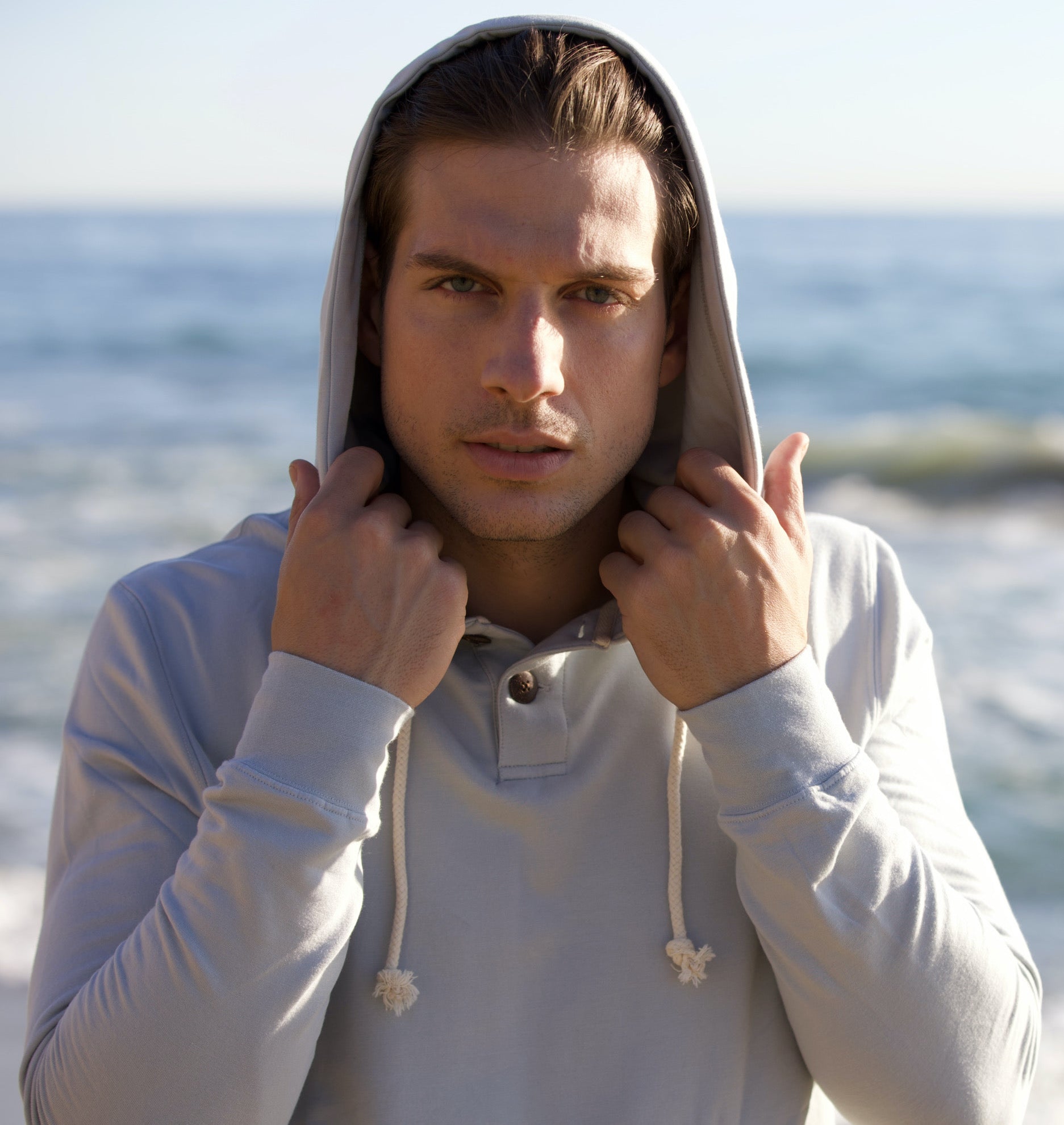 Men's Henley Style Bamboo Viscose Fleece Hoodie - The7Letter