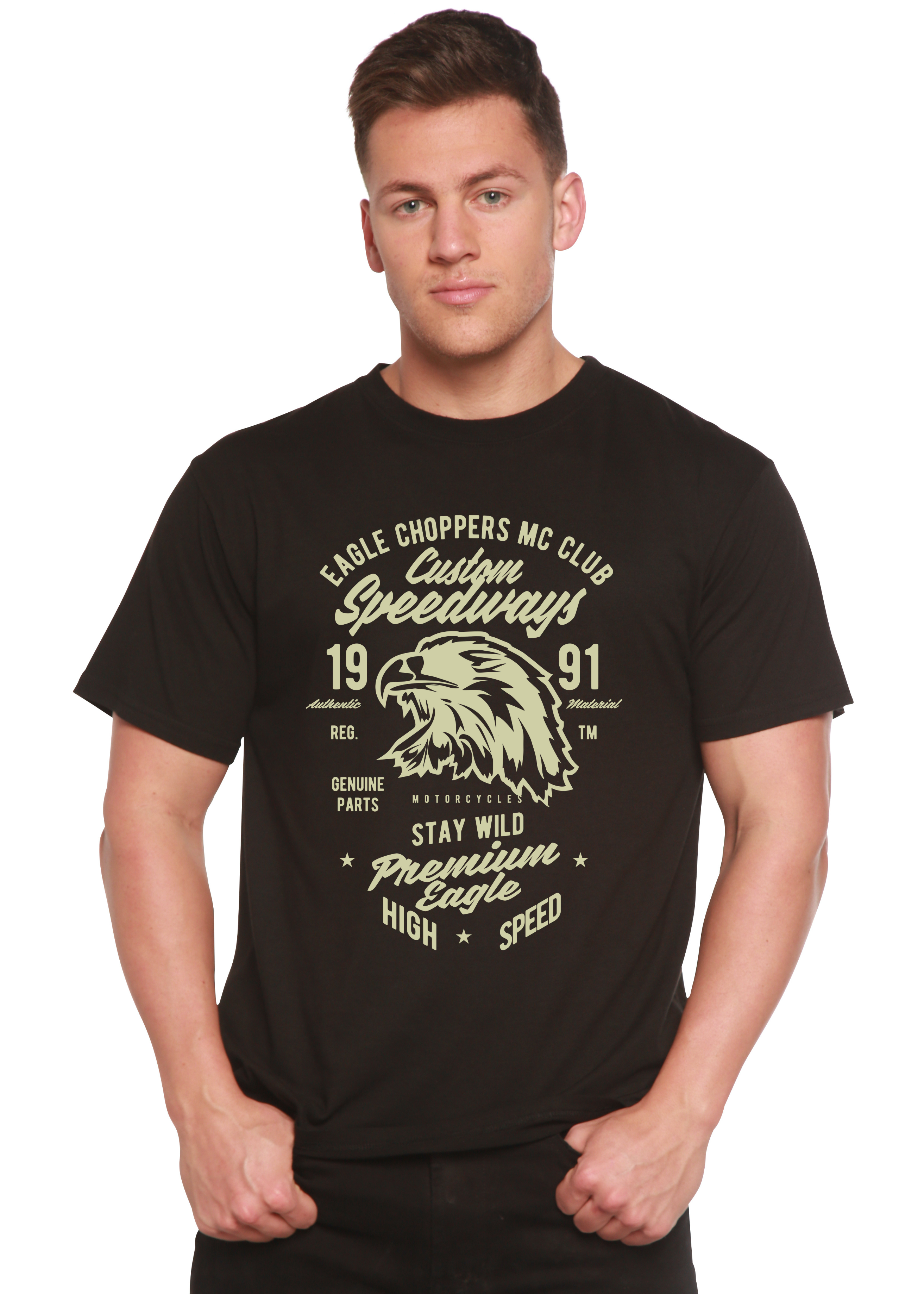 Custom Speedways Premium Eagle Men's Bamboo Viscose/Organic Cotton Short Sleeve Graphic T-Shirt - The7Letter