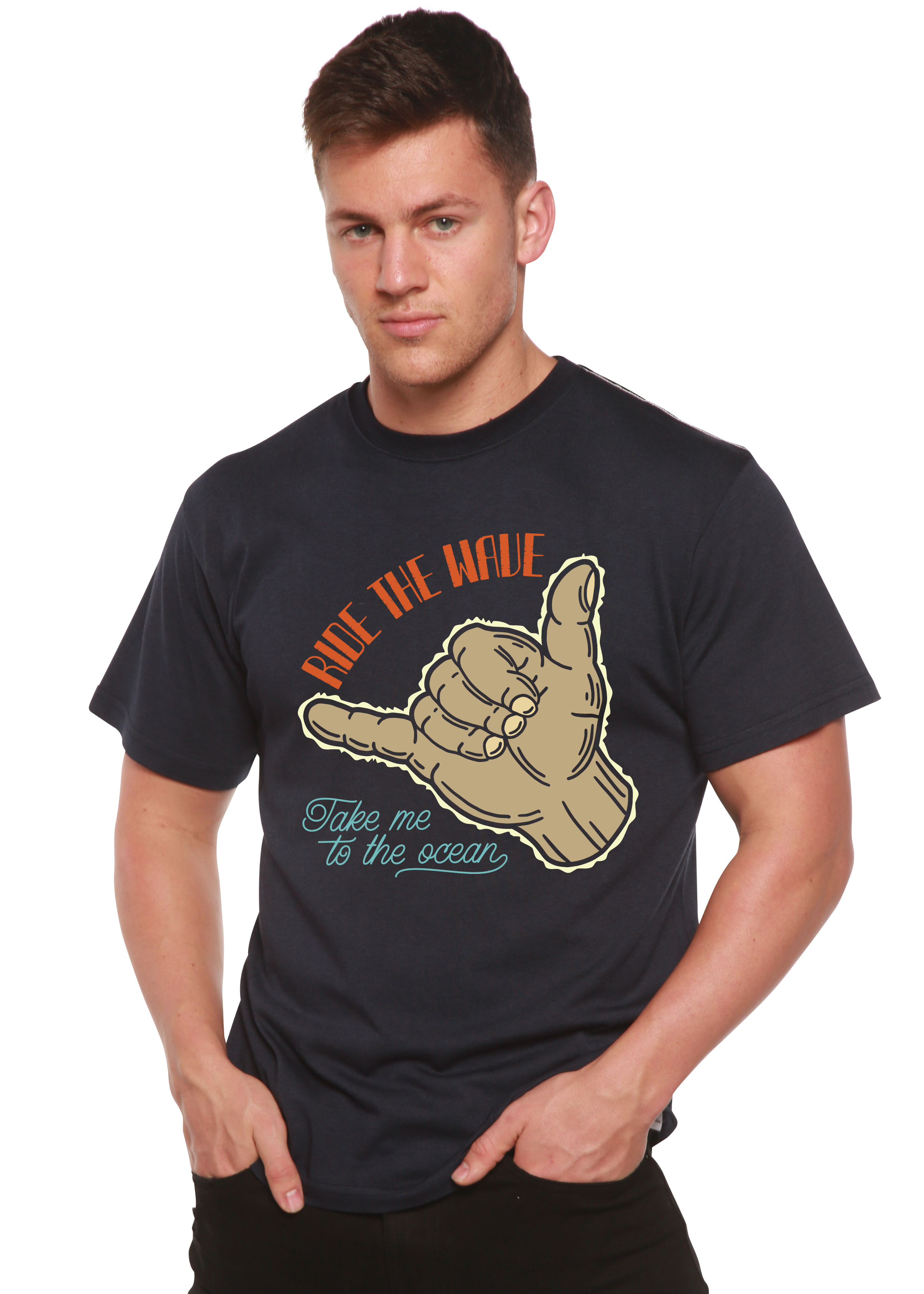Ride The Wave Men's Bamboo Viscose/Organic Cotton Short Sleeve Graphic T-Shirt - The7Letter
