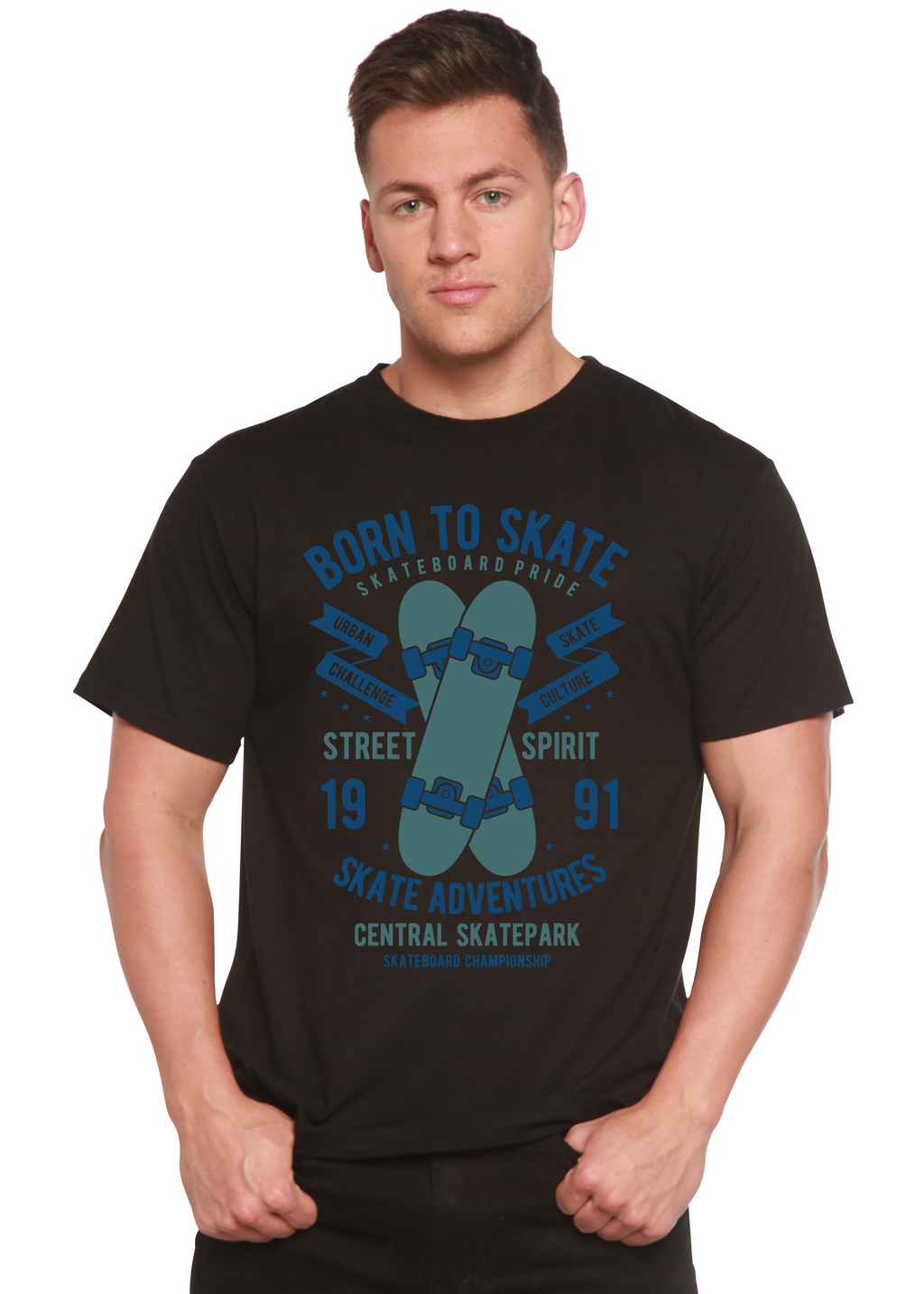 Born To Skate Men's Bamboo Viscose/Organic Cotton Short Sleeve Graphic T-Shirt - The7Letter