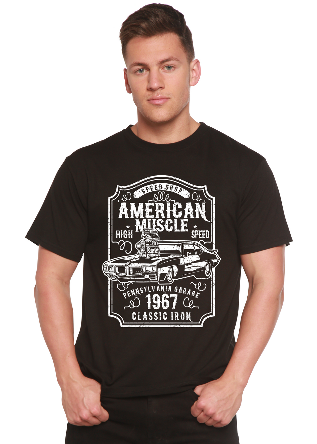 American Muscle Men's Bamboo Viscose/Organic Cotton Short Sleeve Graphic T-Shirt - The7Letter