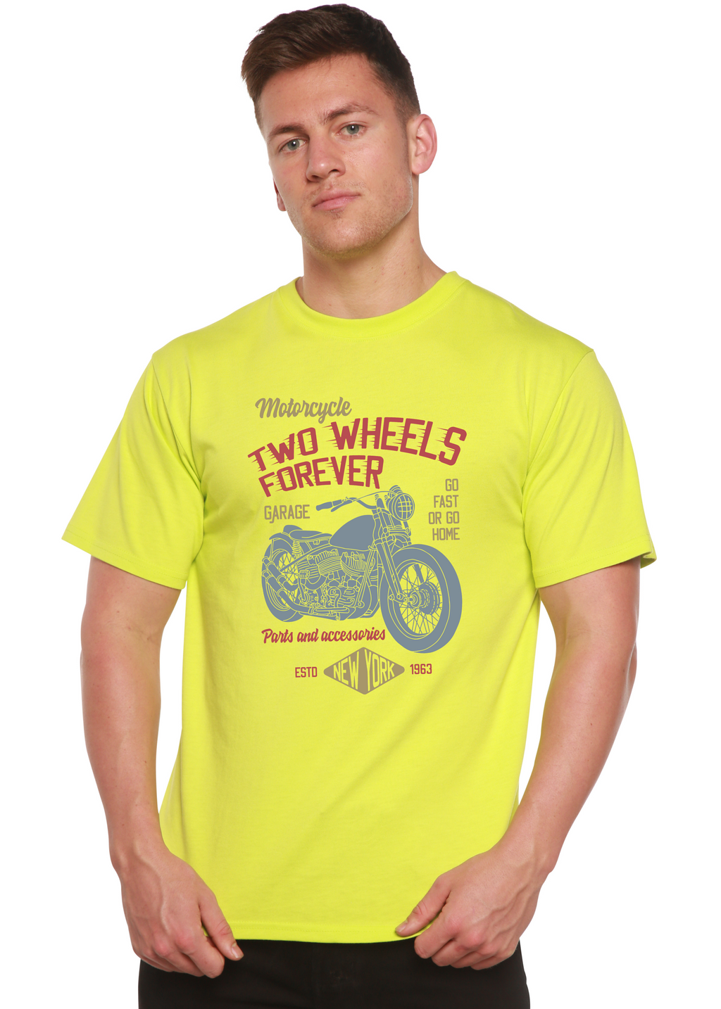 Two Wheels Forever Men's Bamboo Viscose/Organic Cotton Short Sleeve Graphic T-Shirt - The7Letter
