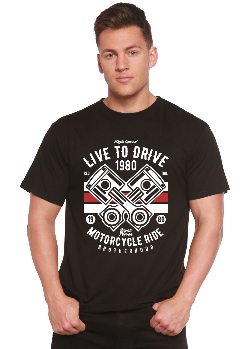 Live To Ride 1980 Men's Bamboo Viscose/Organic Cotton Short Sleeve Graphic T-Shirt - The7Letter