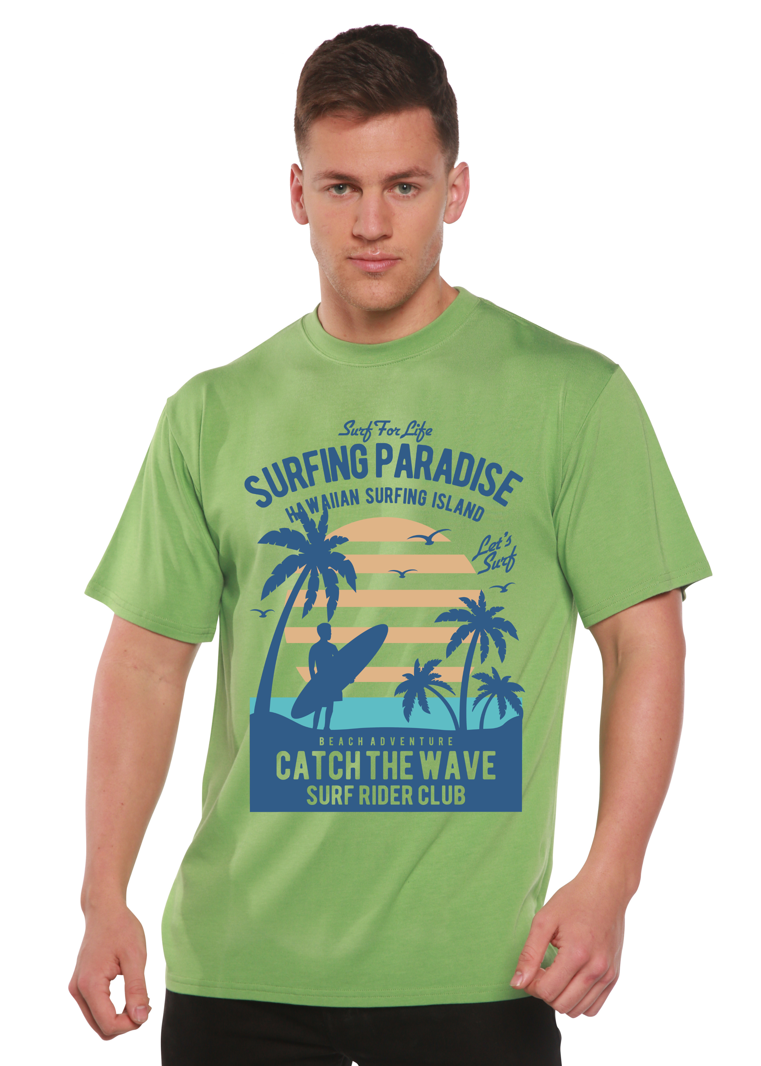 Surfing Paradis Spun Bamboo® Men's Bamboo Viscose/Organic Cotton Short Sleeve Graphic T-Shirt - The7Letter