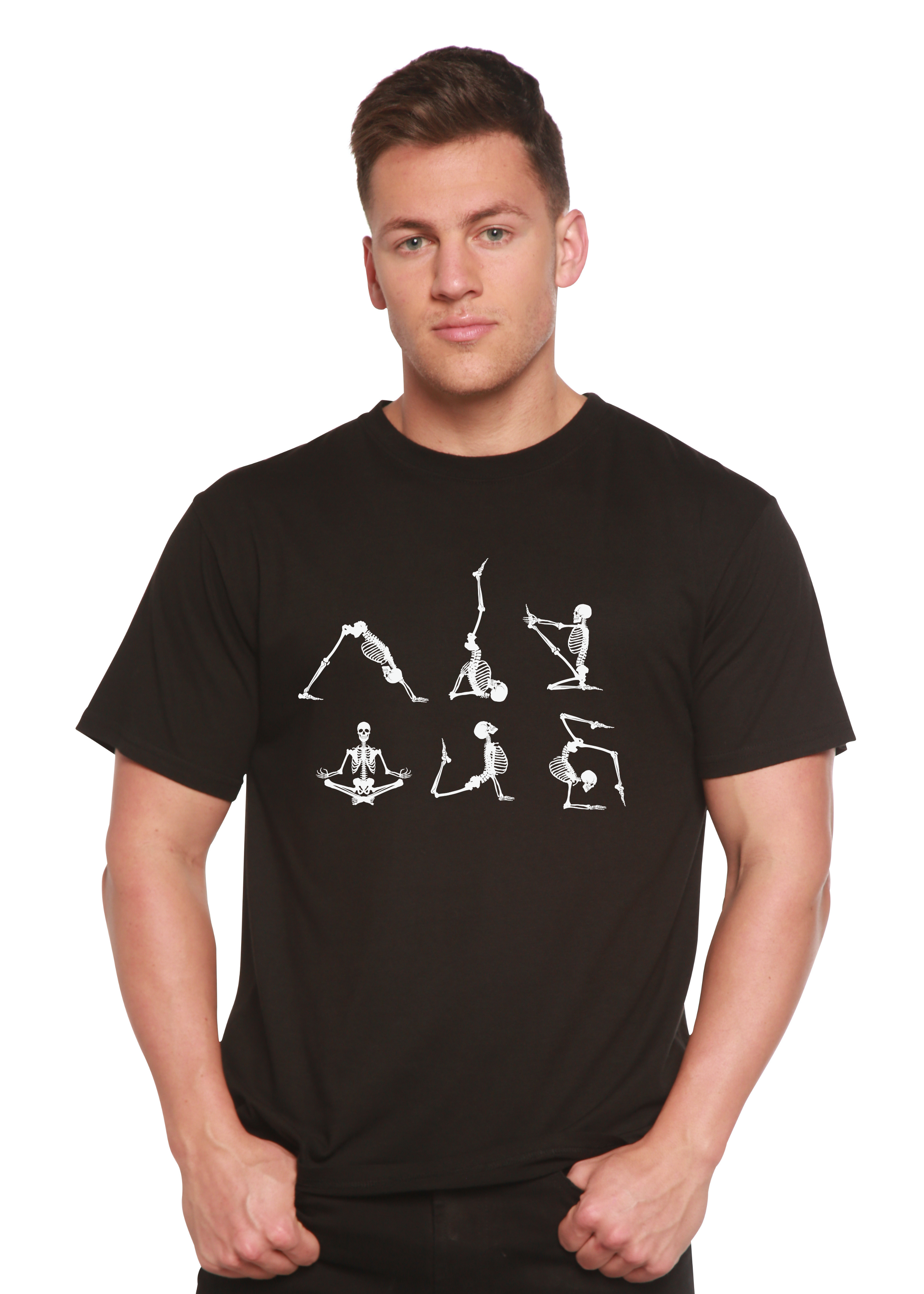 Halloween Skeleton Namaste Men's Bamboo Viscose/Organic Cotton Short Sleeve Graphic T-Shirt - The7Letter