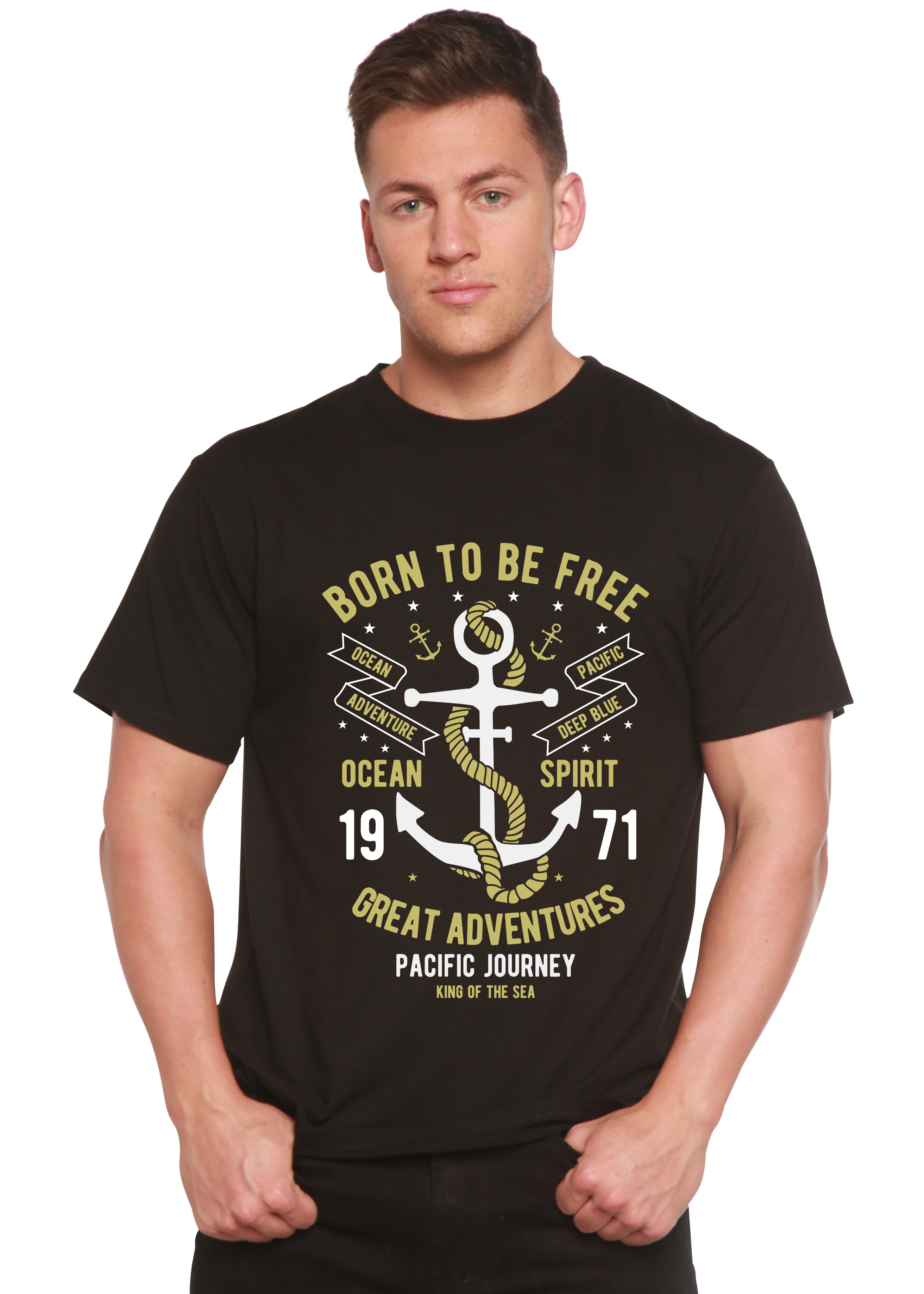 Born To Be Free Men's Bamboo Viscose/Organic Cotton Short Sleeve Graphic T-Shirt - The7Letter