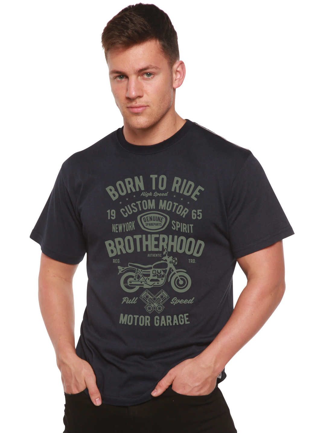 Motorcycle Brotherhood Men's Bamboo Viscose/Organic Cotton Short Sleeve Graphic T-Shirt - The7Letter