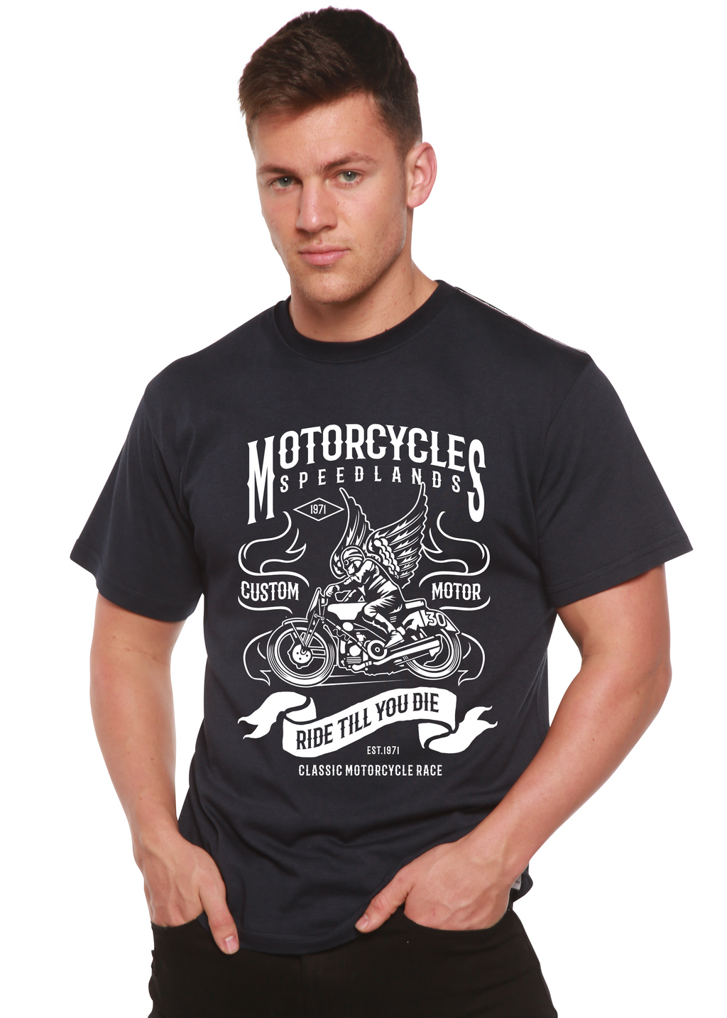 Motorcycles Men's Bamboo Viscose/Organic Cotton Short Sleeve Graphic T-Shirt - The7Letter