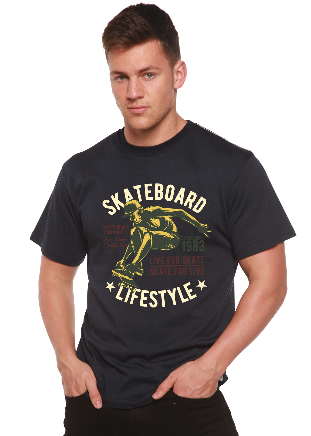 Skateboard Lifestyle Men's Bamboo Viscose/Organic Cotton Short Sleeve Graphic T-Shirt - The7Letter