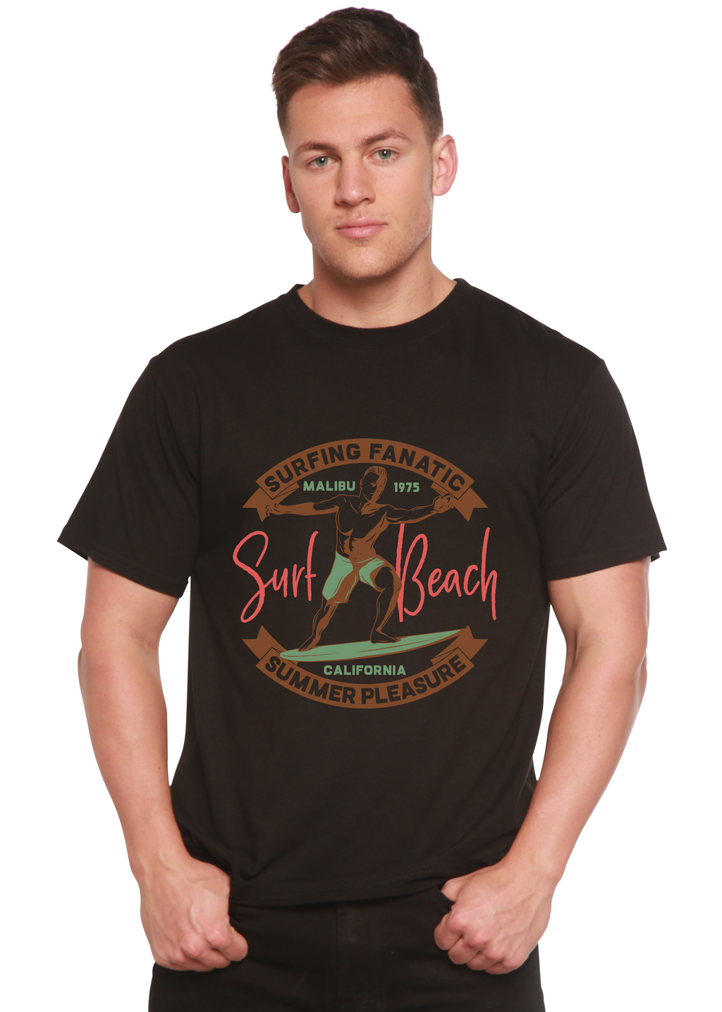 Surf Beach Men's Bamboo Viscose/Organic Cotton Short Sleeve Graphic T-Shirt - The7Letter
