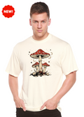 Boho Retro Hippie Mushrooms Natural Unisex Bamboo/Cotton Graphic T-Shirt - The7Letter