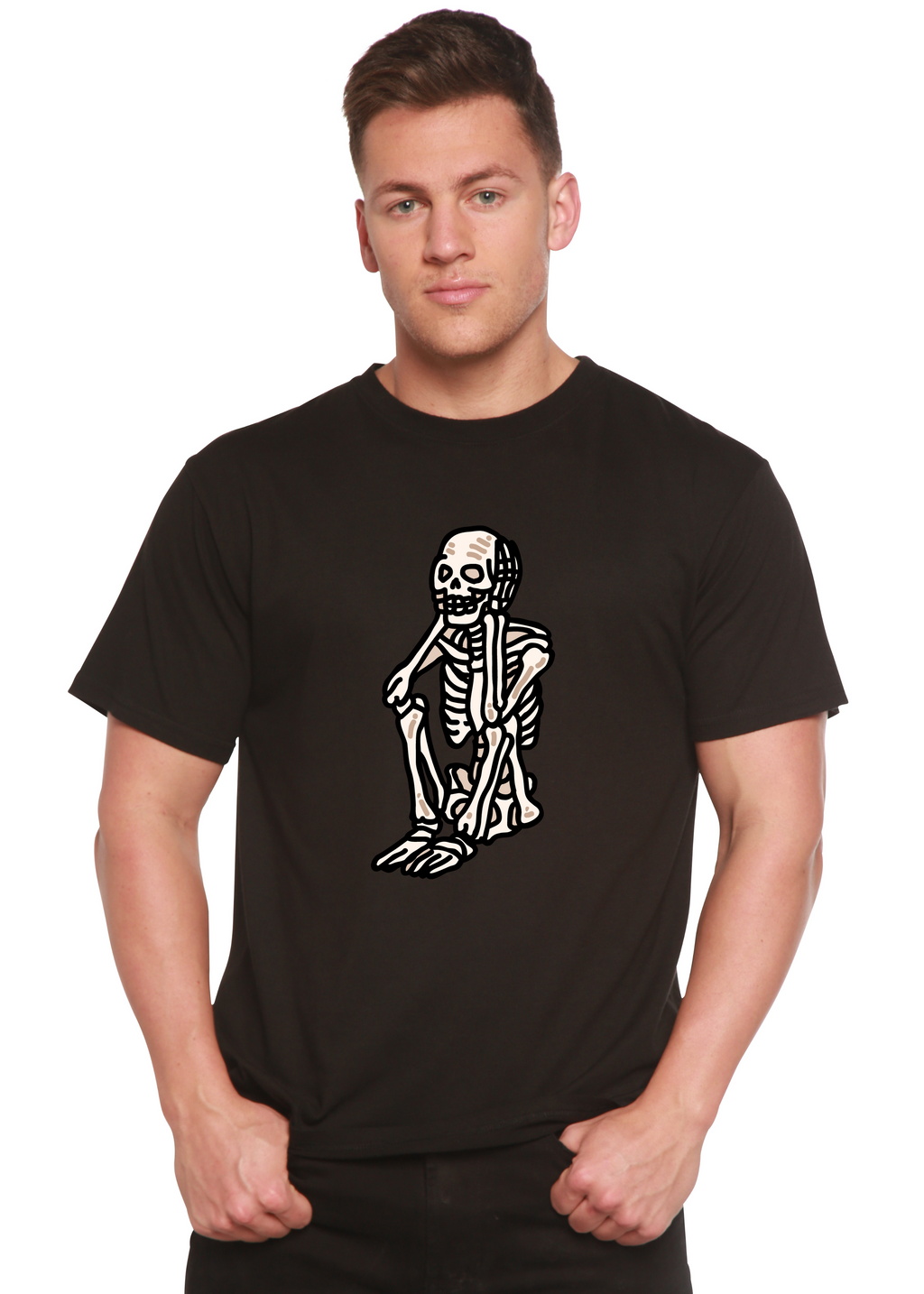 Sad Skeleton Halloween Unisex Bamboo Viscose/Organic Cotton Short Sleeve Graphic T-Shirt - The7Letter
