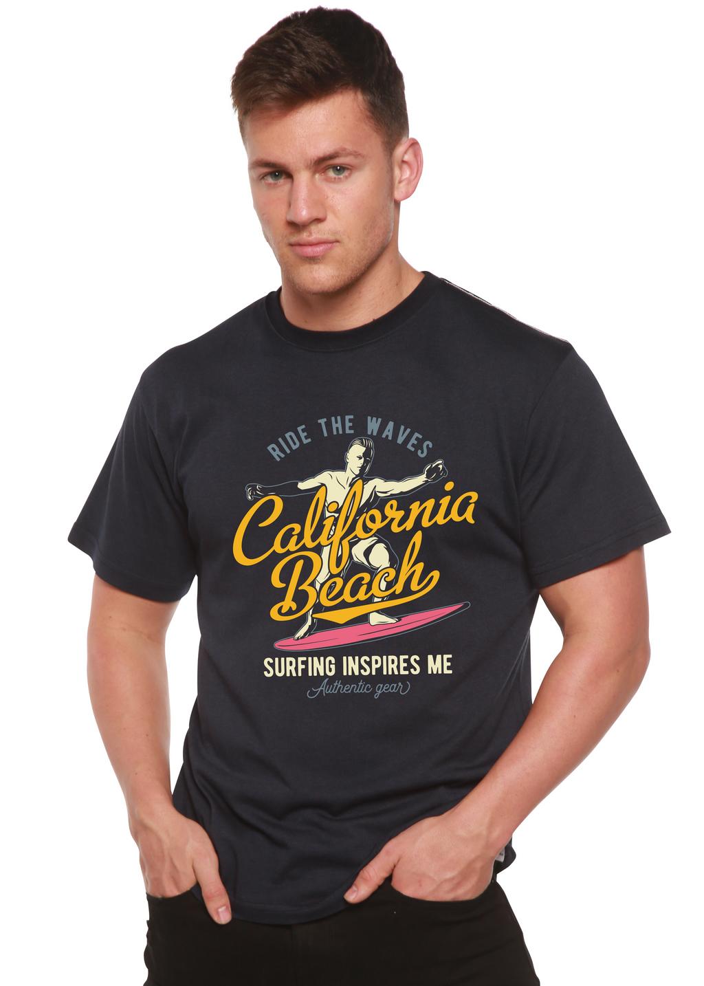 California Beach Men's Bamboo Viscose/Organic Cotton Short Sleeve Graphic T-Shirt - The7Letter