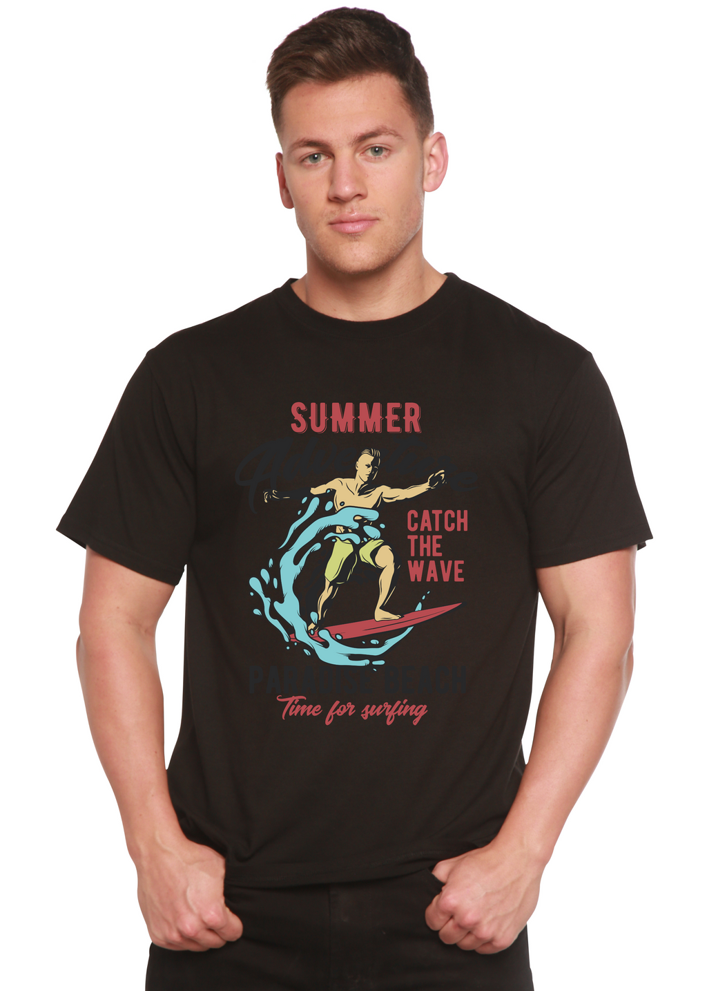Catch The Wave Men's Bamboo Viscose/Organic Cotton Short Sleeve Graphic T-Shirt - The7Letter