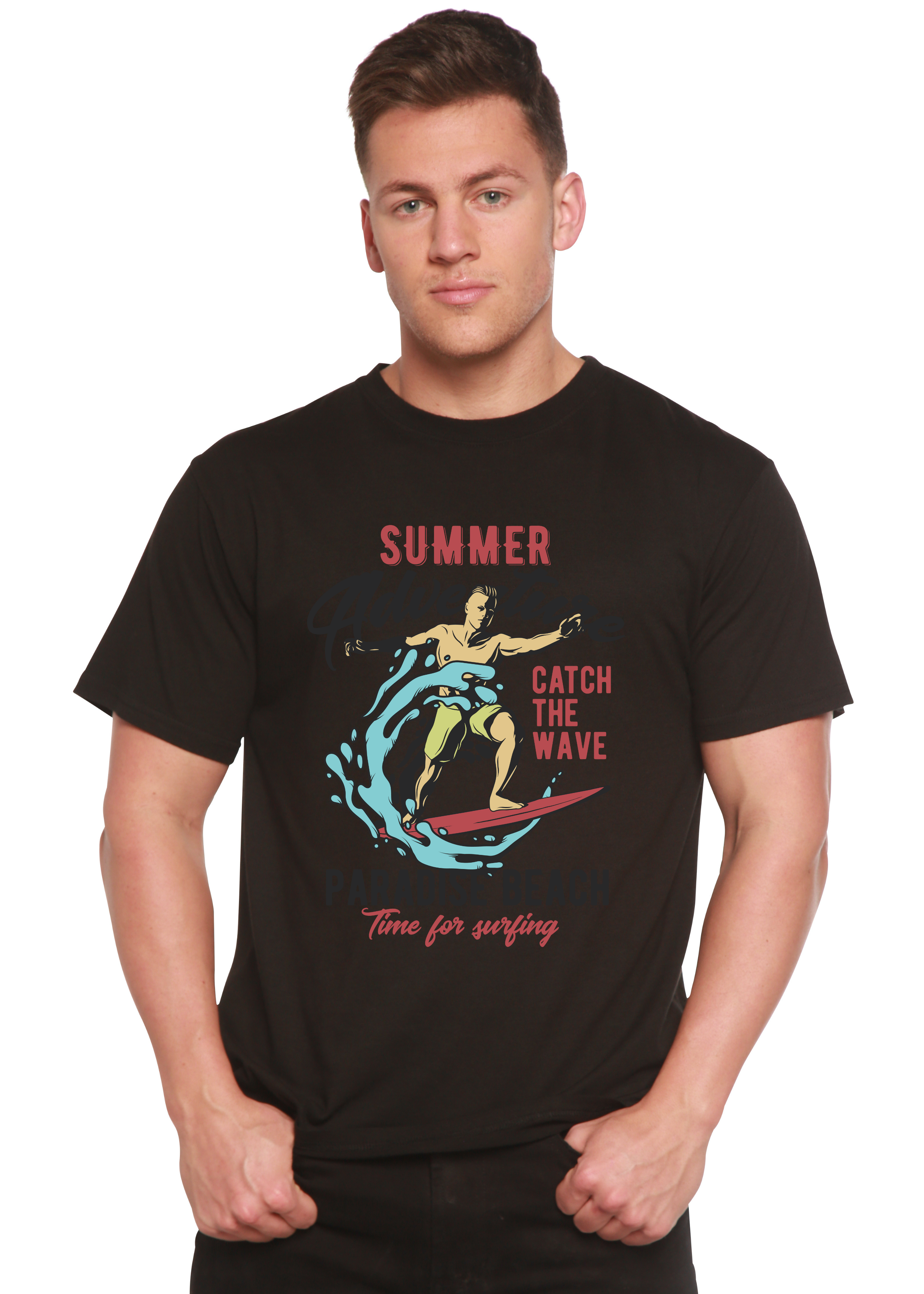 Catch The Wave Men's Bamboo Viscose/Organic Cotton Short Sleeve Graphic T-Shirt - The7Letter