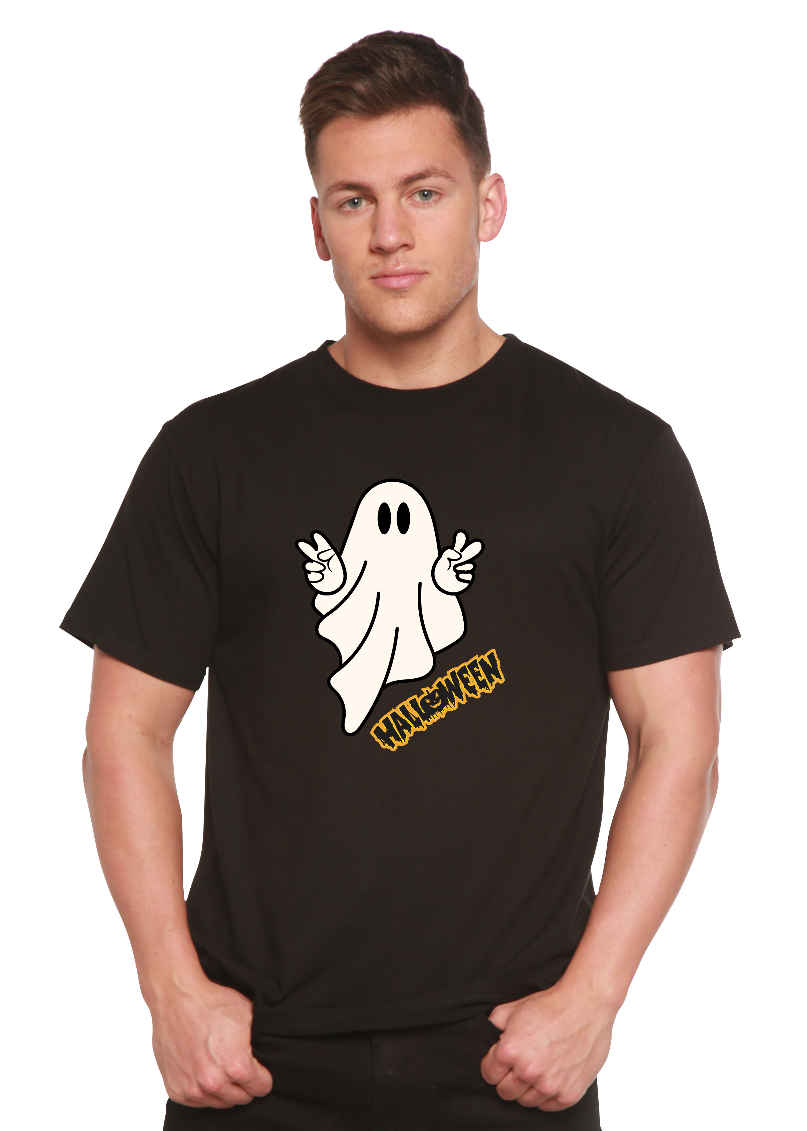 Halloween Ghost Unisex Bamboo Viscose/Organic Cotton Short Sleeve Graphic T-Shirt - The7Letter