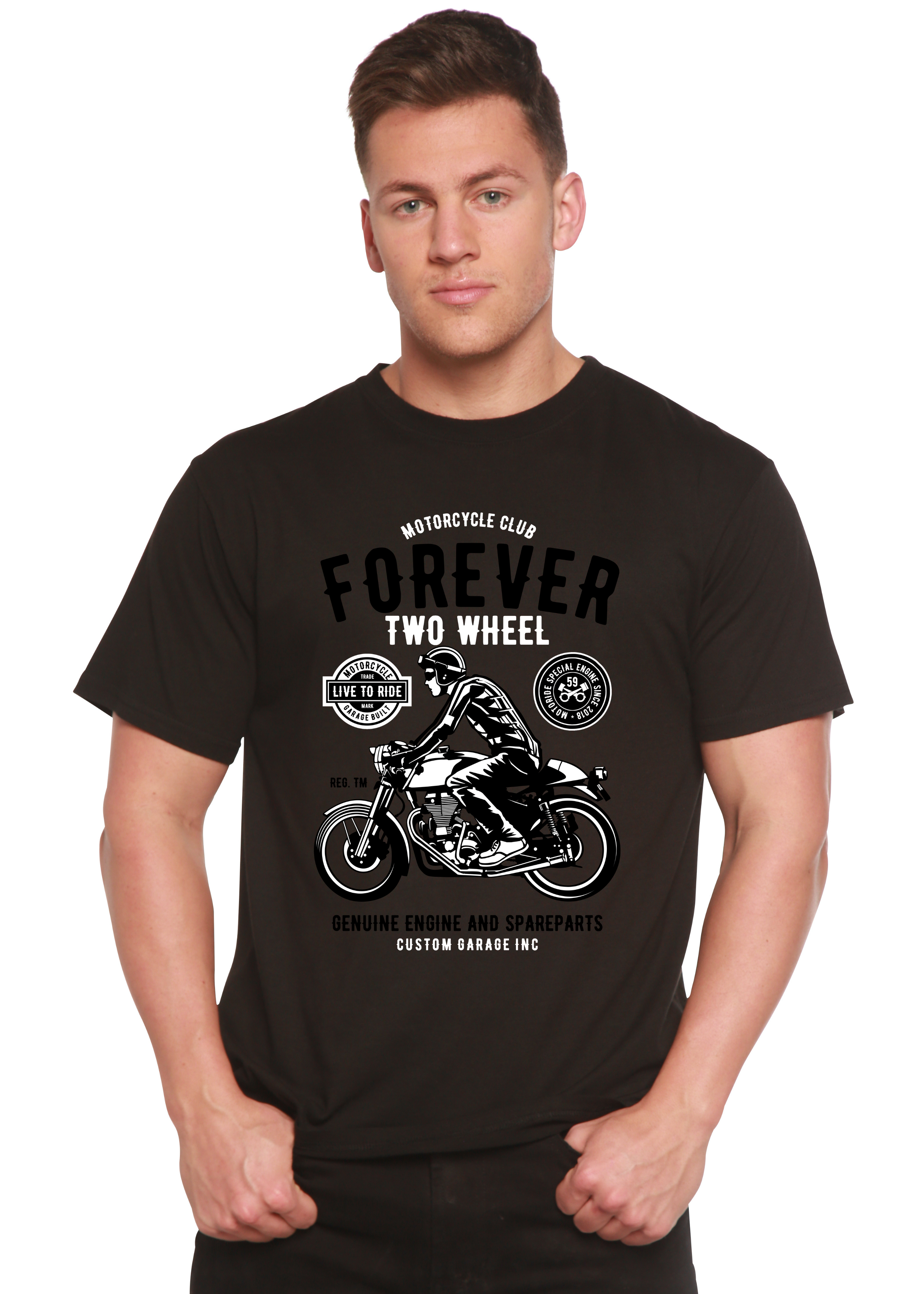 Forever Two Wheel Men's Bamboo Viscose/Organic Cotton Short Sleeve Graphic T-Shirt - The7Letter