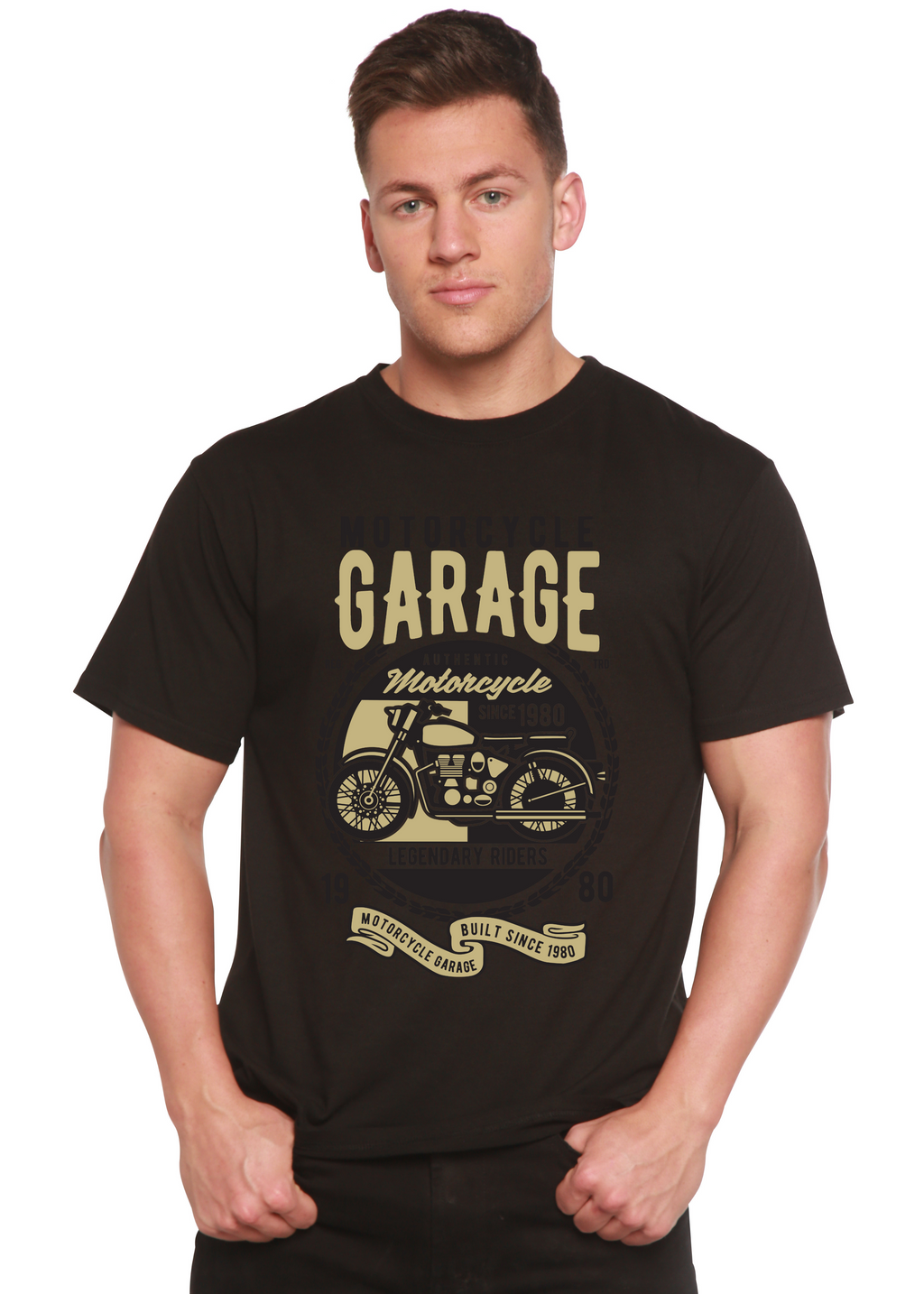 Motorcycle Garage Men's Bamboo Viscose/Organic Cotton Short Sleeve Graphic T-Shirt - The7Letter