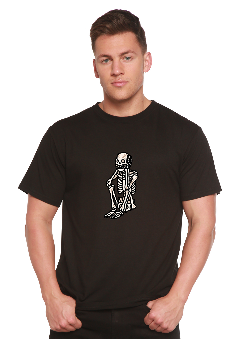 Sad Skeleton Halloween Unisex Bamboo Viscose/Organic Cotton Short Sleeve Graphic T-Shirt - The7Letter