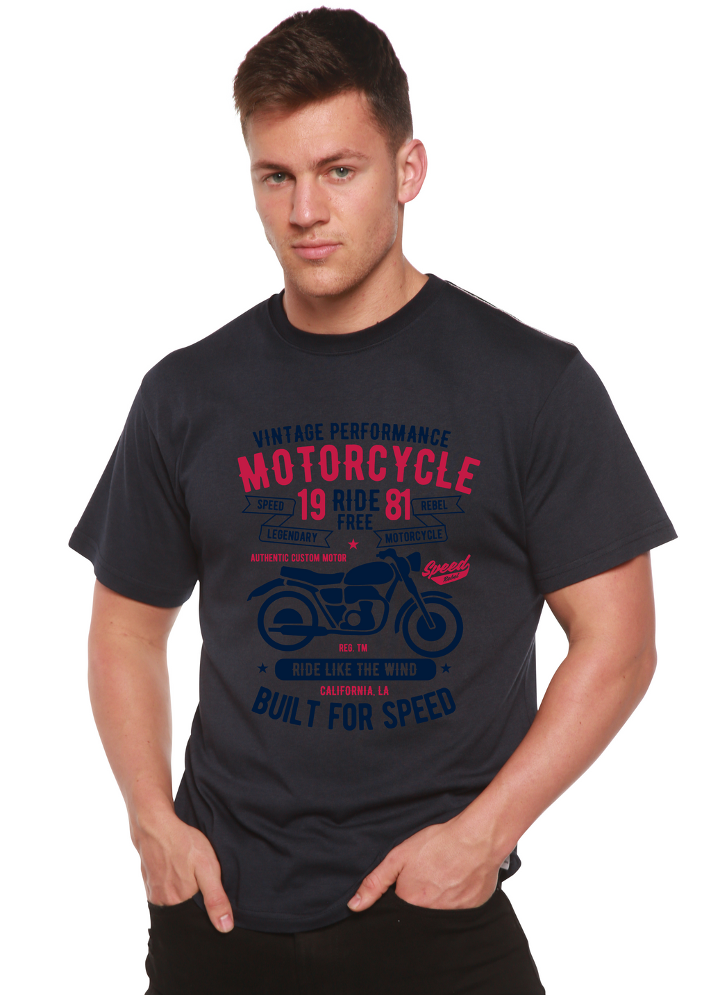 Motorcycle Ride Free Men's Bamboo Viscose/Organic Cotton Short Sleeve Graphic T-Shirt - The7Letter
