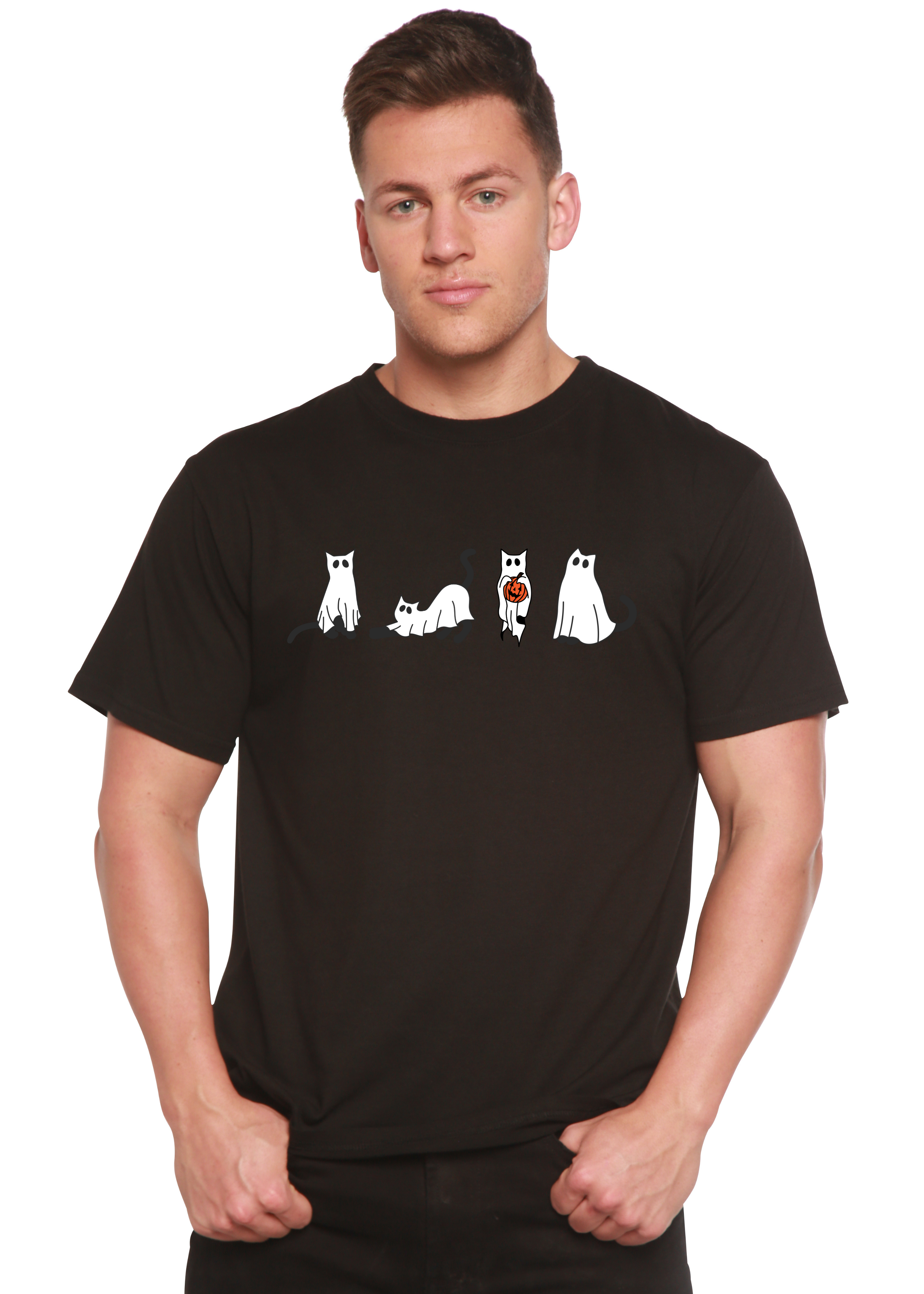 Halloween Cats Men's Bamboo Viscose/Organic Cotton Short Sleeve Graphic T-Shirt - The7Letter
