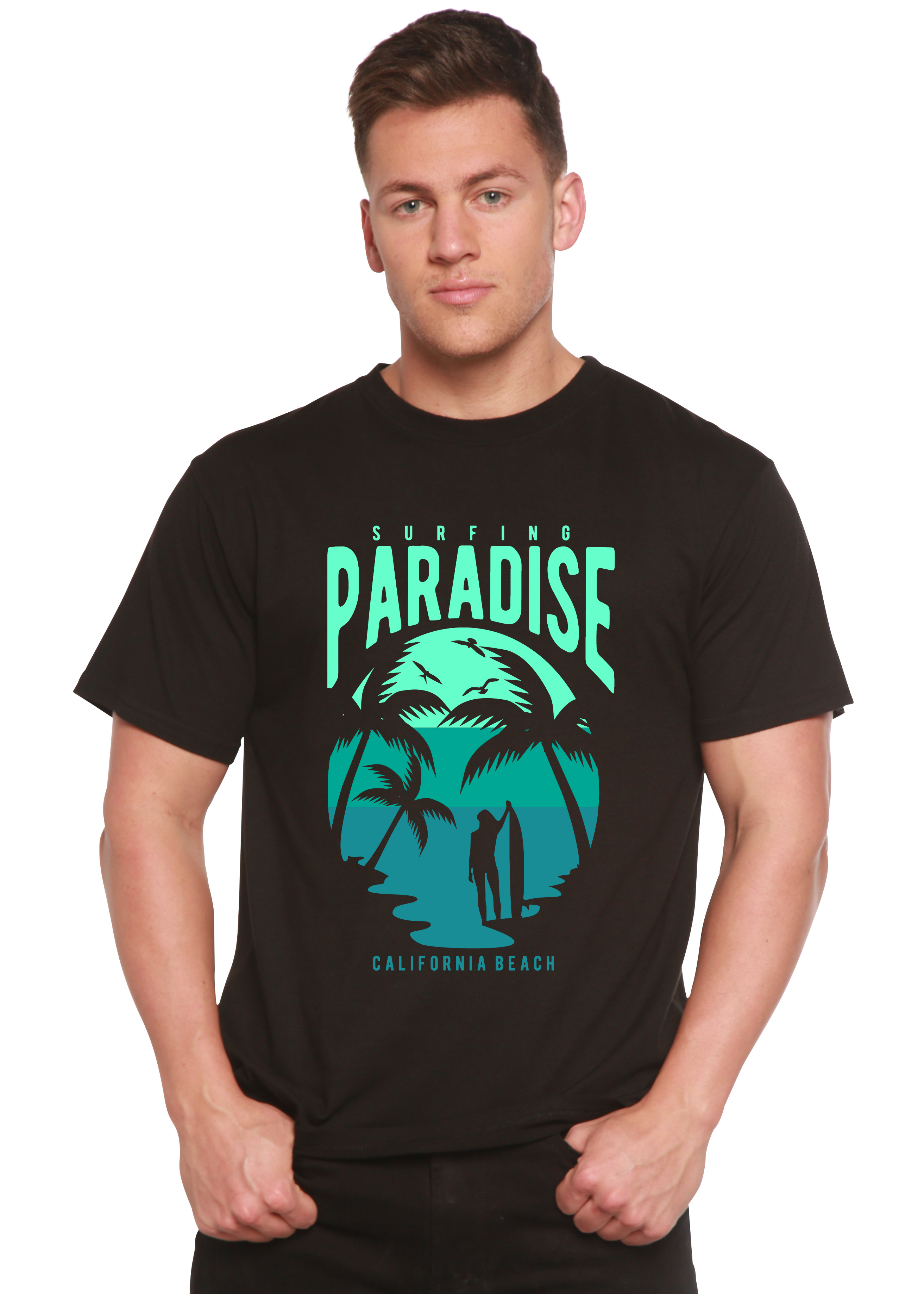 Surfing Paradise California Spun Bamboo® Men's Bamboo Viscose/Organic Cotton Short Sleeve Graphic T-Shirt - The7Letter