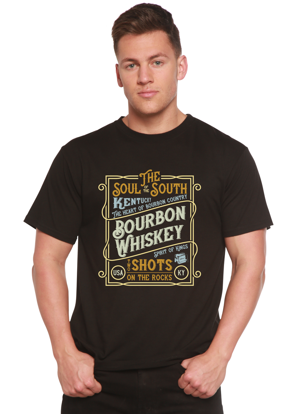 Bourbon Whiskey Men's Bamboo Viscose/Organic Cotton Short Sleeve Graphic T-Shirt - The7Letter