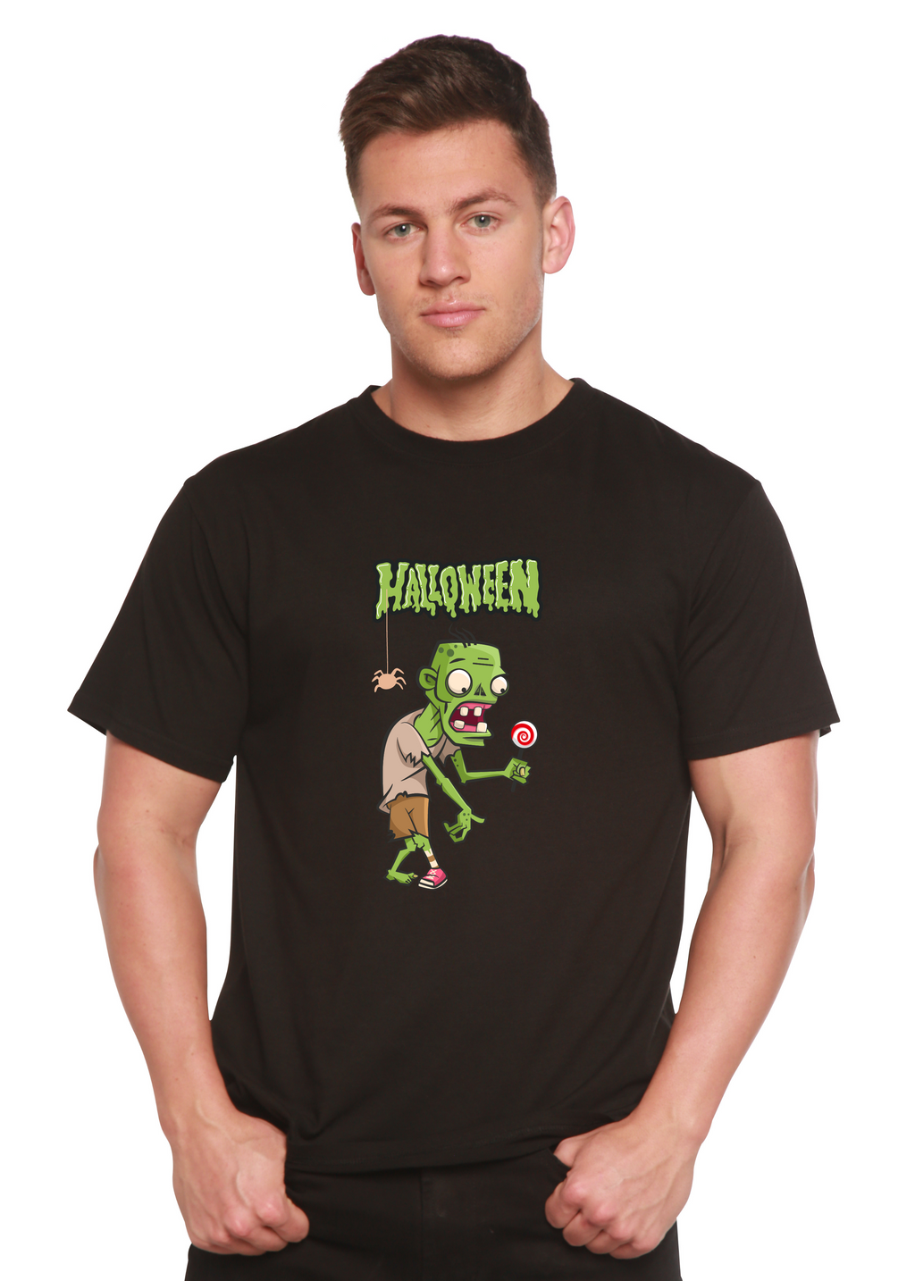 Halloween Green Monster Unisex Bamboo Viscose/Organic Cotton Short Sleeve Graphic T-Shirt - The7Letter