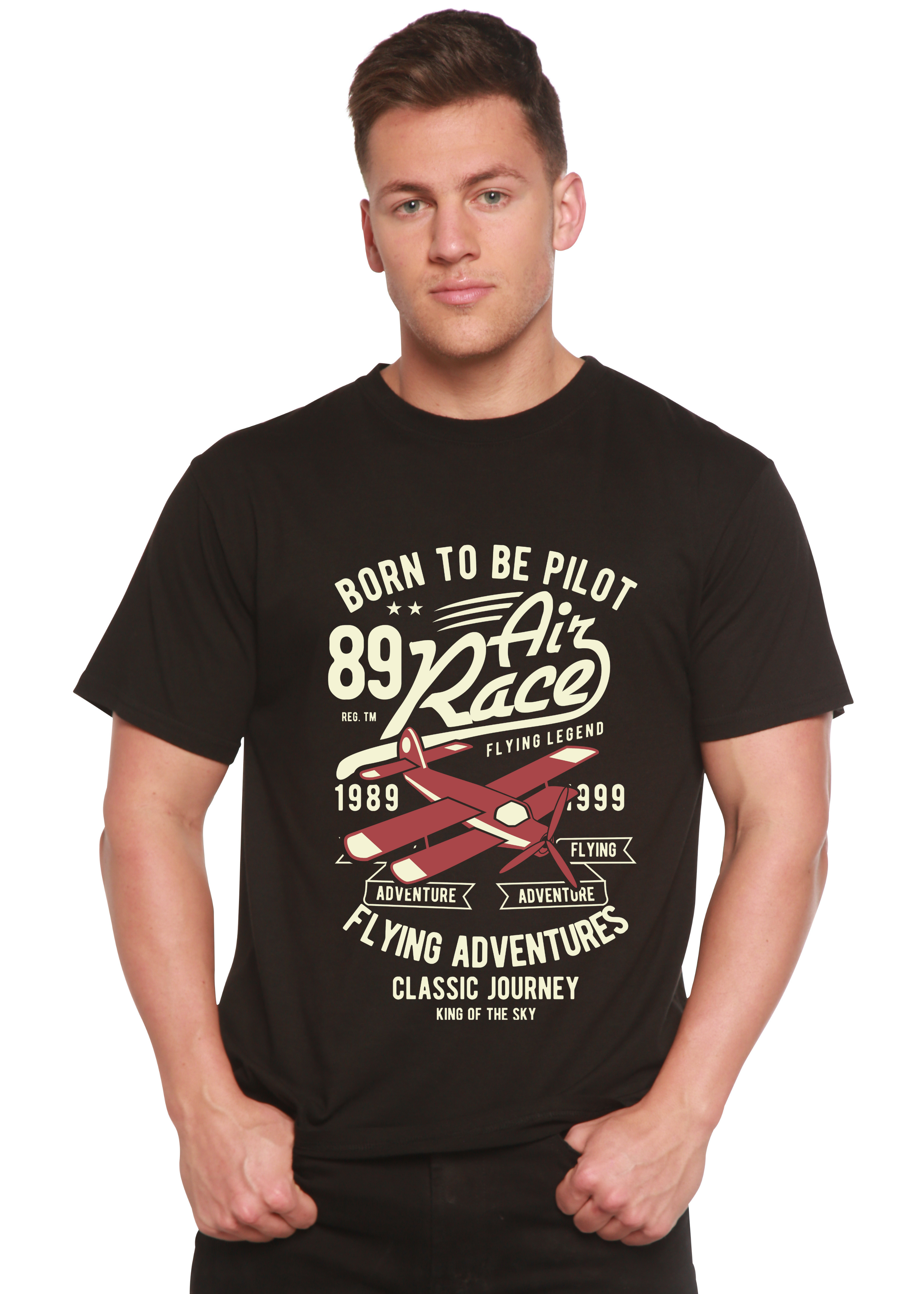 Born To Be Pilot Men's Bamboo Viscose/Organic Cotton Short Sleeve Graphic T-Shirt - The7Letter