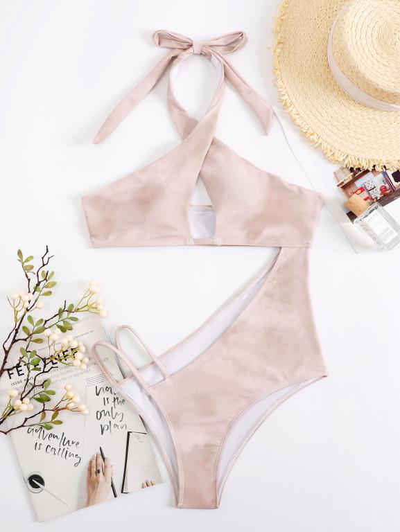 Maillot de bain une pièce push-up avec découpes et dos nu pour femme