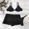 Push-up Bikini Set Sexy Einfarbiger Badeanzug Damen Mesh-Hose Bademode