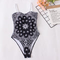 Maillot de bain une pièce échancré pour femme, imprimé, sexy