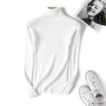 Pull col roulé femme, manches longues, coupe ajustée, amincissant, couleur unie, style coréen, tricoté, pour femme, sous-pull.