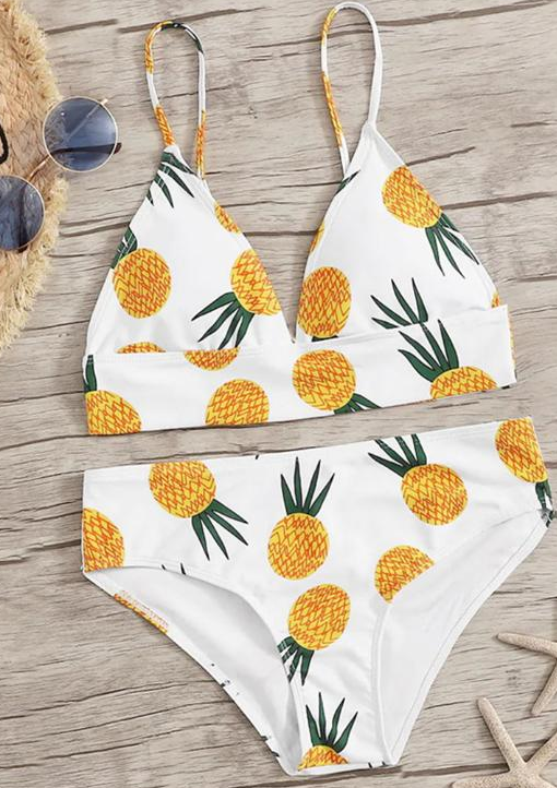 Knoten-Bikinis Damen Tiefer V-Ausschnitt Badeanzug Damen Push-up Bademode Damen Hoher Beinausschnitt Sommer Bademoden Druck Bikini Set