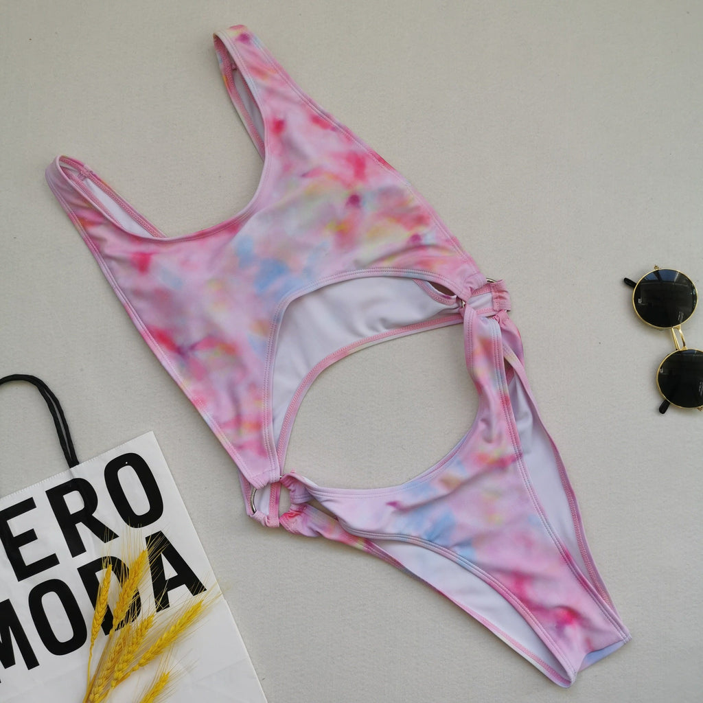 Bikini Einteiler Badeanzug Hohl Cutout Sexy Einteiler Badeanzug Batik